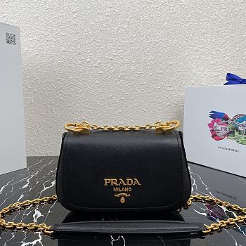 Prada Saffiano Leather Shoulder Bag Black 1BD275 22x14x6.5cm