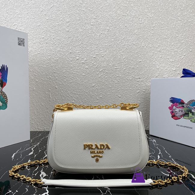 Prada Saffiano Leather Shoulder Bag White 1BD275 22x14x6.5cm - 1