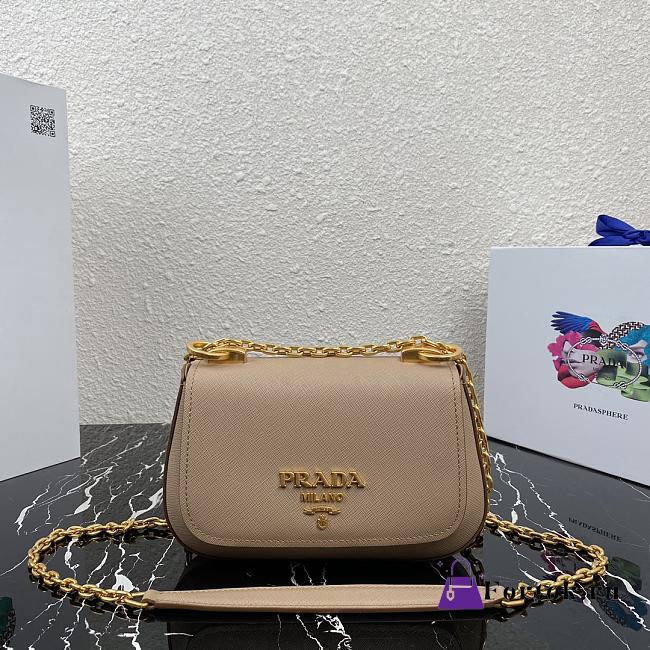 Prada Saffiano Leather Shoulder Bag Beige 1BD275 22x14x6.5cm - 1