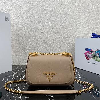 Prada Saffiano Leather Shoulder Bag Beige 1BD275 22x14x6.5cm