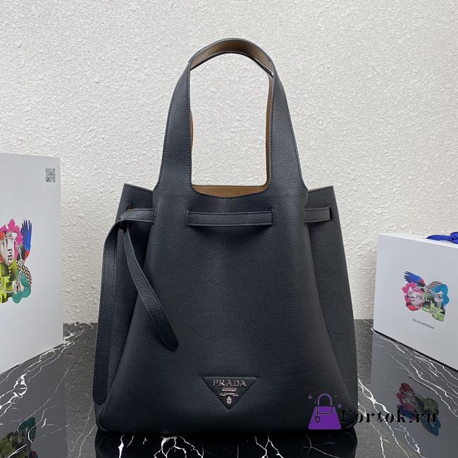 Prada Leather Tote Black 1BG339 35x34x16cm - 1
