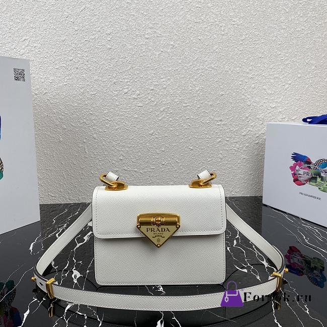 Prada Saffiano Leather Shoulder Bag White 1BD270 20x14x7cm - 1