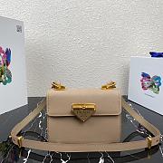 Prada Saffiano Leather Shoulder Bag Beige 1BD270 20x14x7cm - 1