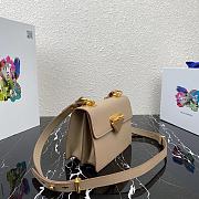 Prada Saffiano Leather Shoulder Bag Beige 1BD270 20x14x7cm - 2