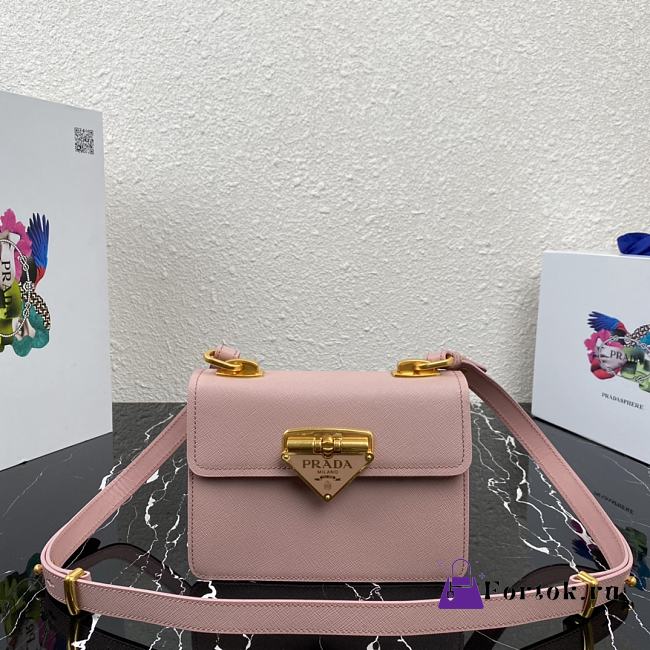 Prada Saffiano Leather Shoulder Bag Pink 1BD270 20x14x7cm - 1