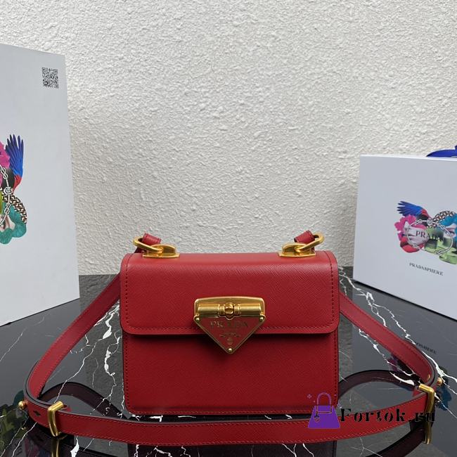 Prada Saffiano Leather Shoulder Bag Red 1BD270 20x14x7cm - 1
