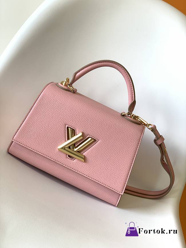 Louis Vuitton Twist One Handle PM Taurillon Leather Rose Pink M57584 17x25x11cm - 1