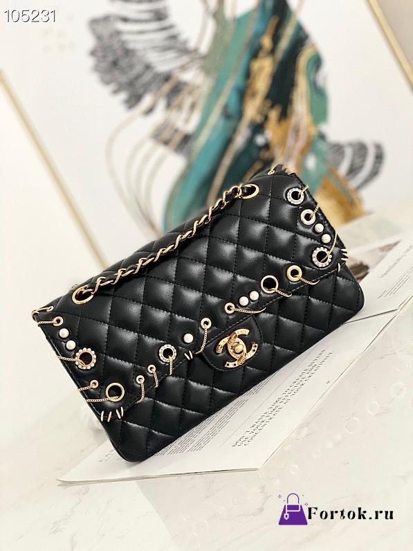 Chanel Flap Bag 2.55 Leather Black 25.5cm - 1