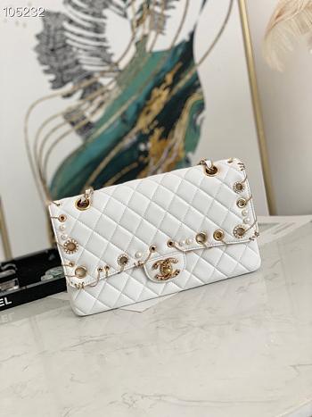 Chanel Flap Bag 2.55 Leather White 25.5cm