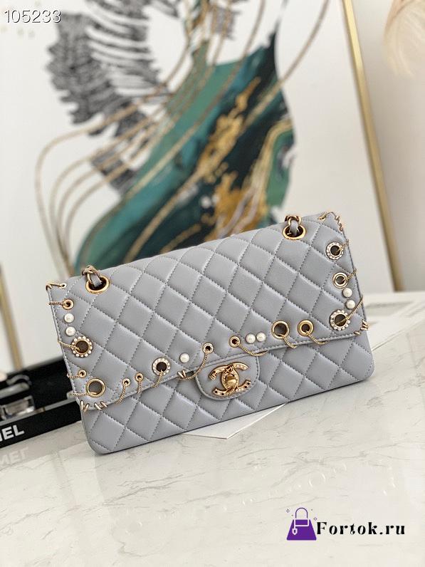 Chanel Flap Bag 2.55 Leather Gray 25.5cm - 1