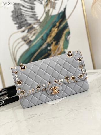 Chanel Flap Bag 2.55 Leather Gray 25.5cm