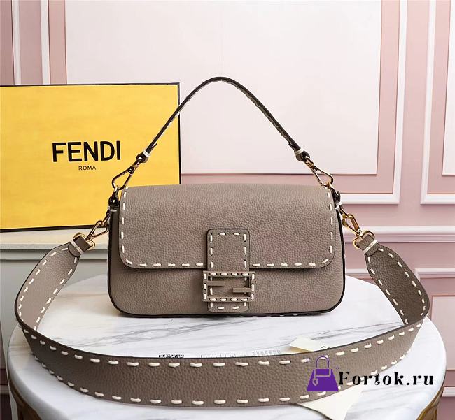 Fendi Baguette Leather Beige 8BR600AH96 27×6×15cm - 1