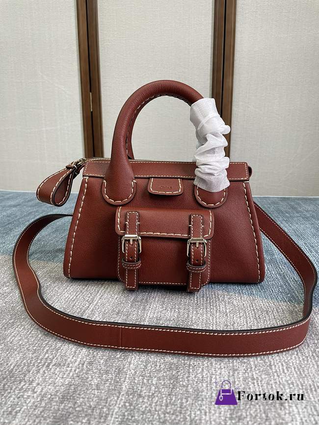 Chloe Mini Edith Bag Leather Brown 26.5x16x11cm - 1