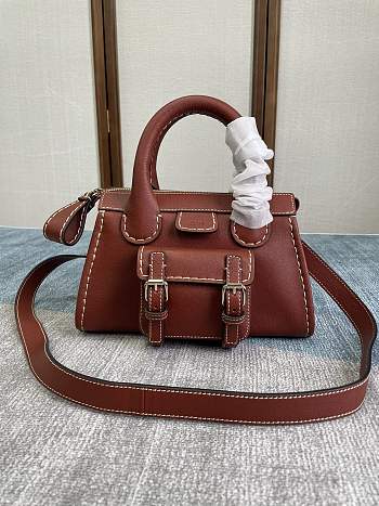 Chloe Mini Edith Bag Leather Brown 26.5x16x11cm