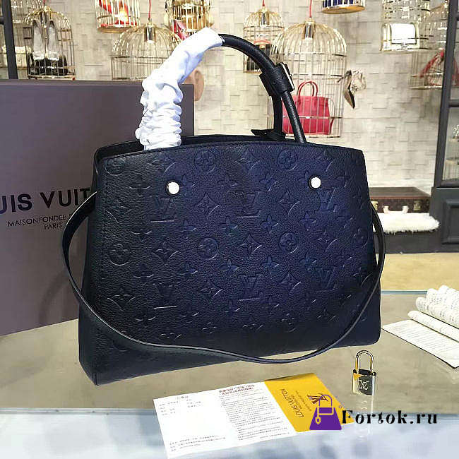 Louis Vuitton Montaigne MM Monogram Leather Black M41048 33x23x15cm - 1