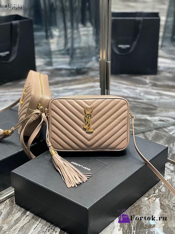 Ysl Lou Camera Bag in Quilted Leather Beige 612544 23x16x6cm - 1