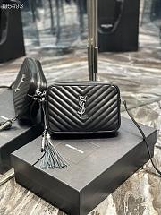 Ysl Lou Camera Bag in Quilted Leather Silver-tone Metal Black 612544 23x16x6cm - 1