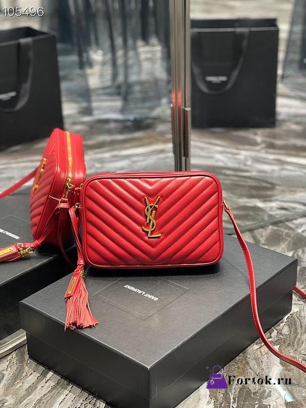 Ysl Lou Camera Bag in Quilted Leather Red 612544 23x16x6cm - 1
