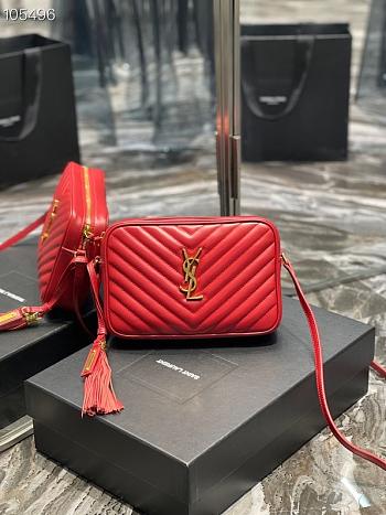 Ysl Lou Camera Bag in Quilted Leather Red 612544 23x16x6cm