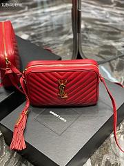 Ysl Lou Camera Bag in Quilted Leather Red 612544 23x16x6cm - 2