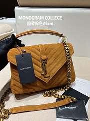 Ysl Medium College In Suede Brown 6002791 24x17x6cm - 1