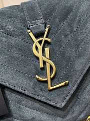 Ysl Medium College In Suede Blue 6002791 24x17x6cm - 2