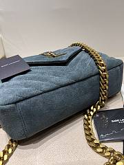 Ysl Medium College In Suede Blue 6002791 24x17x6cm - 3