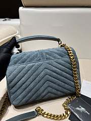 Ysl Medium College In Suede Blue 6002791 24x17x6cm - 6