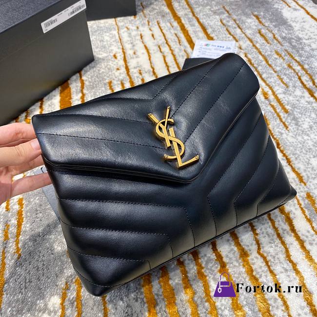 Ysl Small Loulou In Leather Black 494699 23x17x9cm - 1