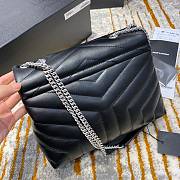 Ysl Small Loulou In Leather Silver-tone Metal Black 494699 23x17x9cm - 3