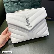 Ysl Small Loulou In Leather Silver-tone Metal White 494699 23x17x9cm - 1