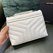 Ysl Small Loulou In Leather Silver-tone Metal White 494699 23x17x9cm - 4