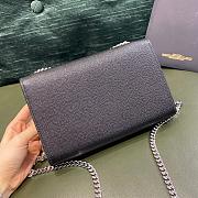 Ysl Small Kate Chain Bag In Grained Leather Silver-tone Metal Black 469390 20x12.5x5cm - 3