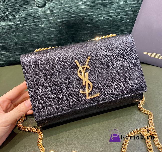 Ysl Small Kate Chain Bag In Grained Leather Gold-tone Metal Black 469390 20x12.5x5cm - 1