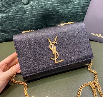 Ysl Small Kate Chain Bag In Grained Leather Gold-tone Metal Black 469390 20x12.5x5cm