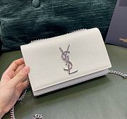 Ysl Small Kate Chain Bag In Grained Leather Silver-tone Metal White 469390 20x12.5x5cm - 1