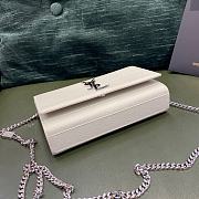 Ysl Small Kate Chain Bag In Grained Leather Silver-tone Metal White 469390 20x12.5x5cm - 3