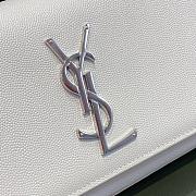 Ysl Small Kate Chain Bag In Grained Leather Silver-tone Metal White 469390 20x12.5x5cm - 2