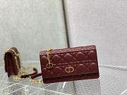 Dior Caro Belt Pouch With Chain Supple Cannage Leather Red S5091 20x3x11cm - 1