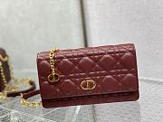 Dior Caro Belt Pouch With Chain Supple Cannage Leather Red S5091 20x3x11cm - 3