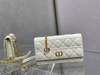 Dior Caro Belt Pouch With Chain Supple Cannage Leather White S5091 20x3x11cm