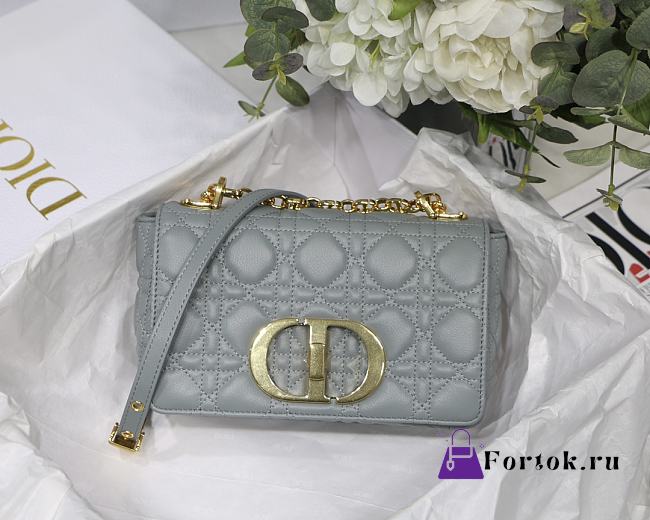 Dior Small Caro Bag Cannage Leather Gray M9241 20x12x7cm - 1