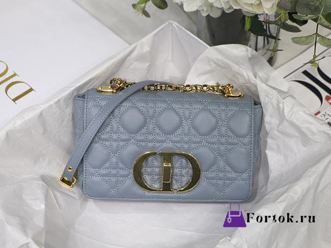 Dior Small Caro Bag Cannage Leather Sky Blue M9241 20x12x7cm - 1