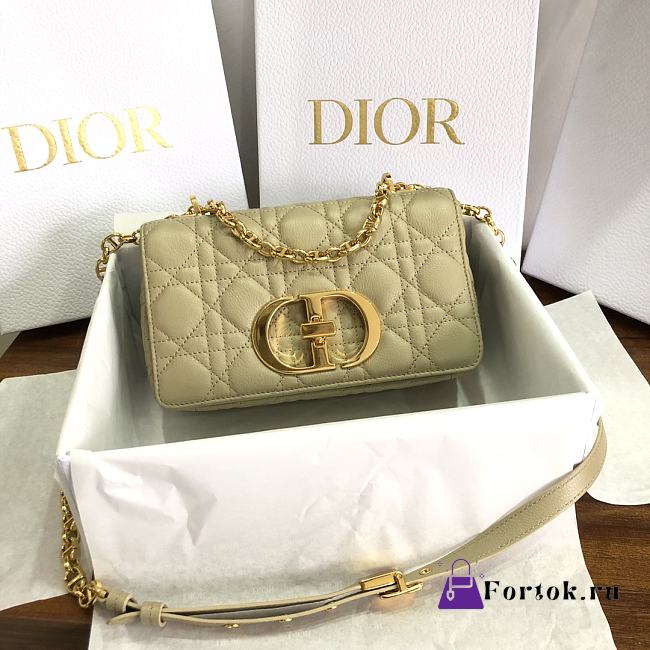 Dior Small Caro Bag Cannage Leather Beige M9241 20x12x7cm - 1