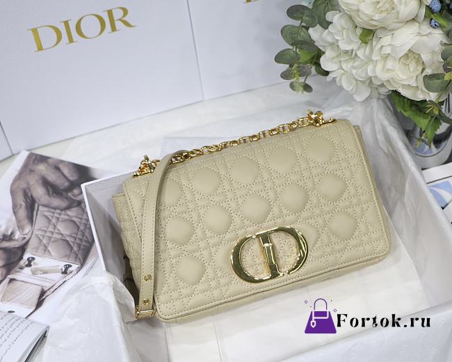 Dior Medium Caro Bag Cannage Leather Beige M9242 25.5x15.5x8cm - 1