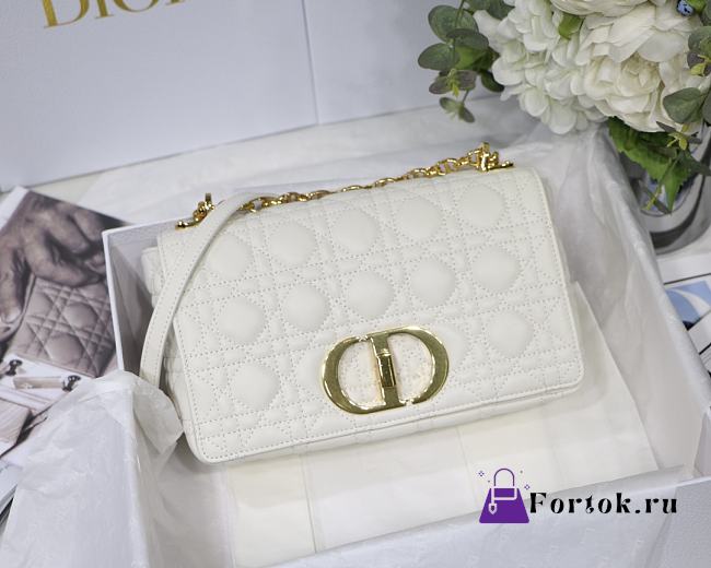 Dior Medium Caro Bag Cannage Leather White M9242 25.5x15.5x8cm - 1