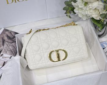 Dior Medium Caro Bag Cannage Leather White M9242 25.5x15.5x8cm