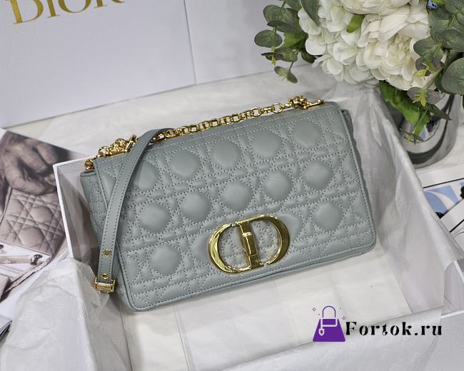 Dior Medium Caro Bag Cannage Leather Gray M9242 25.5x15.5x8cm - 1