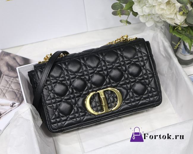 Dior Medium Caro Bag Cannage Leather Black M9242 25.5x15.5x8cm - 1