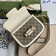 Gucci Mini Horsebit 1955 Bag GG Supreme Canvas Beige/White 658574 20.5x14x5cm - 5